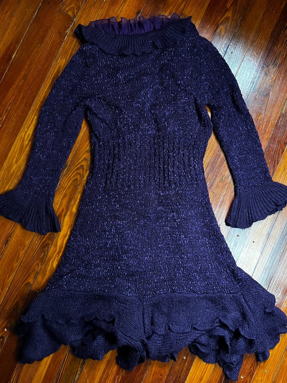 Purple Knit Ruffle duster - Picture 16 of 16